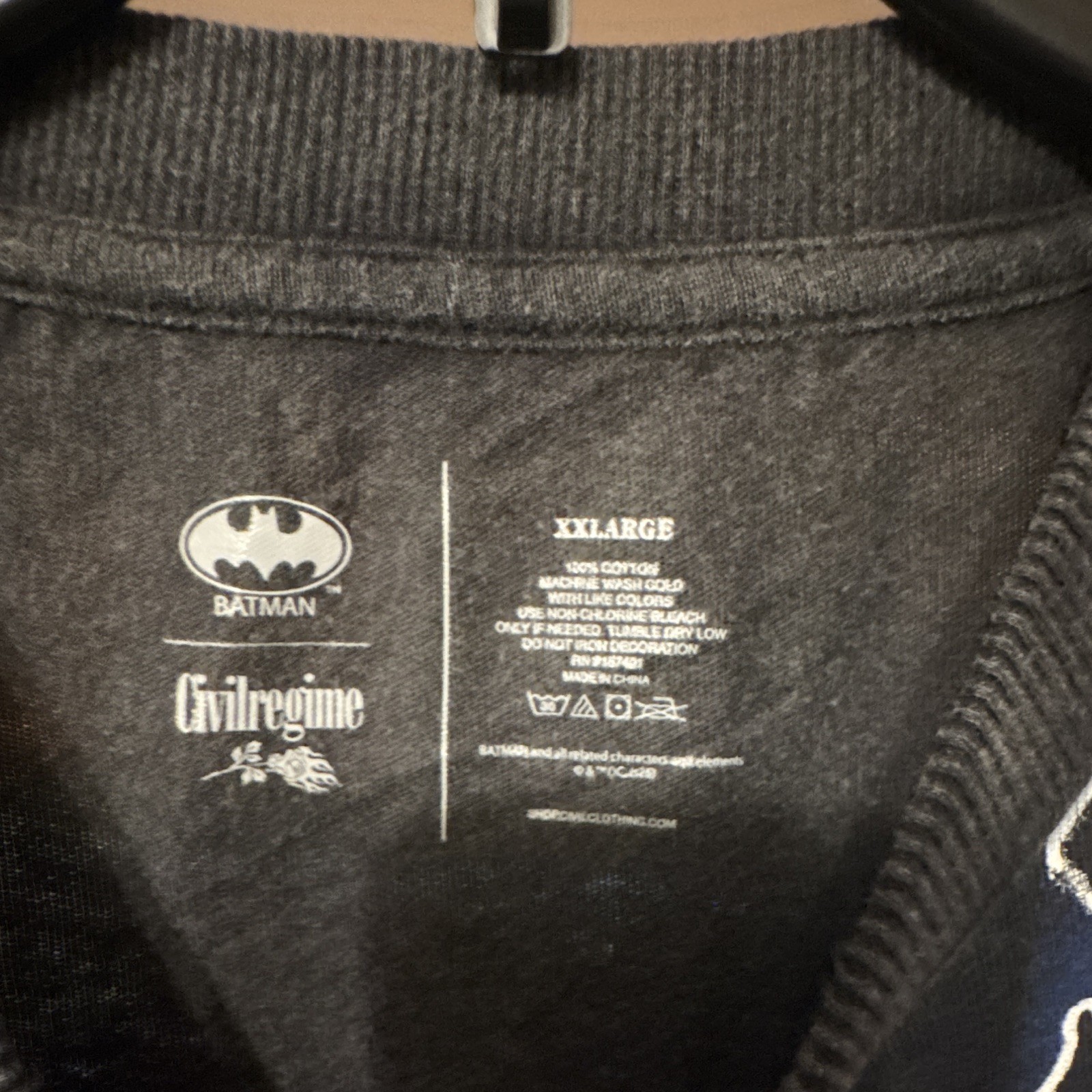 Civil Regime Men’s Batman DC Comics Graphic Logo Crew Neck Tee Black Blue XXL