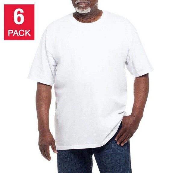 Kirkland Signature Men’s Heavyweight Crew Neck Tee 6-pack Cotton White XL NIOB