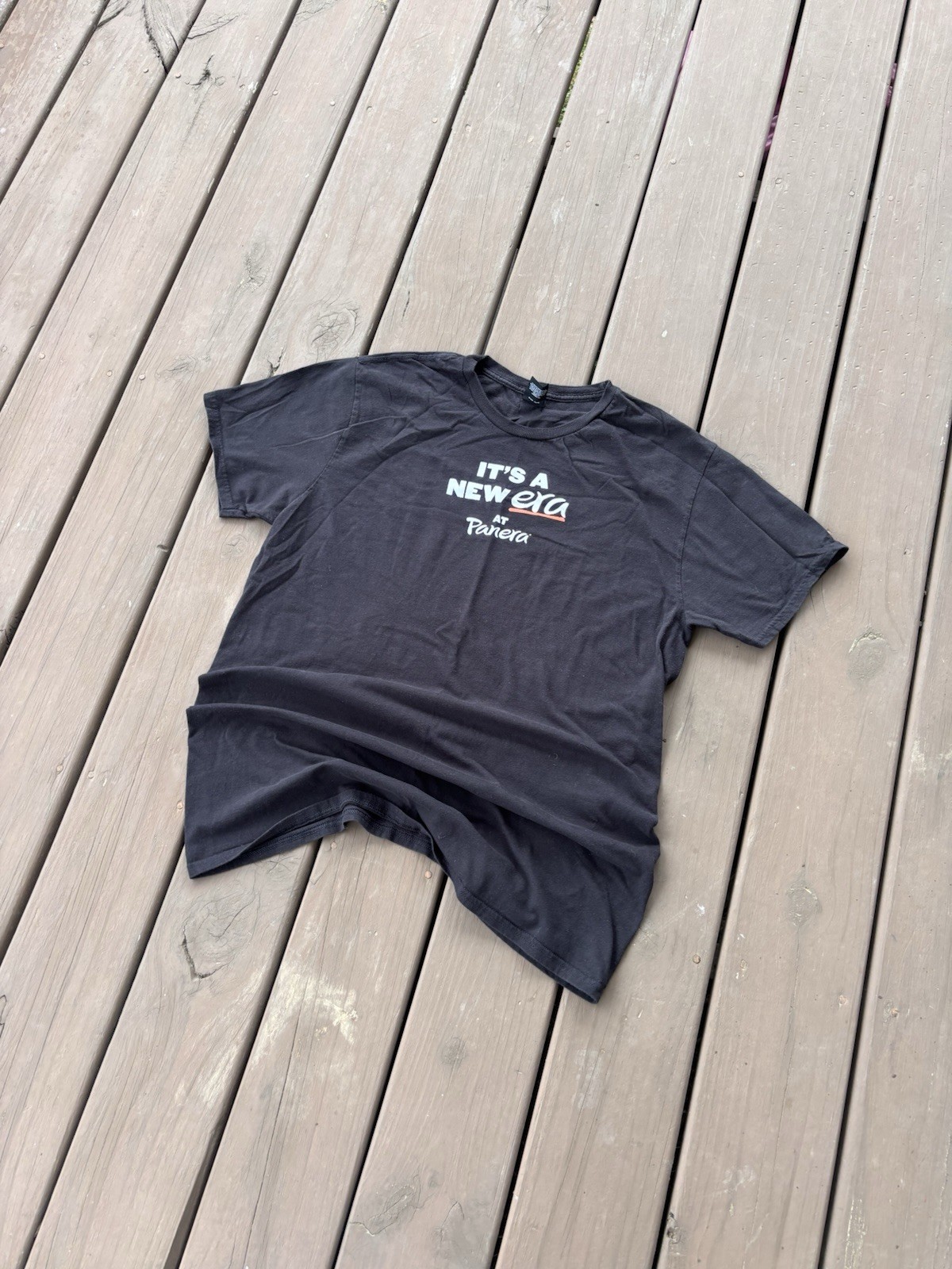 Panera Bread Promotional T-Shirt Charcoal Grey Hanes Perfect-T Tastiest Era Yet