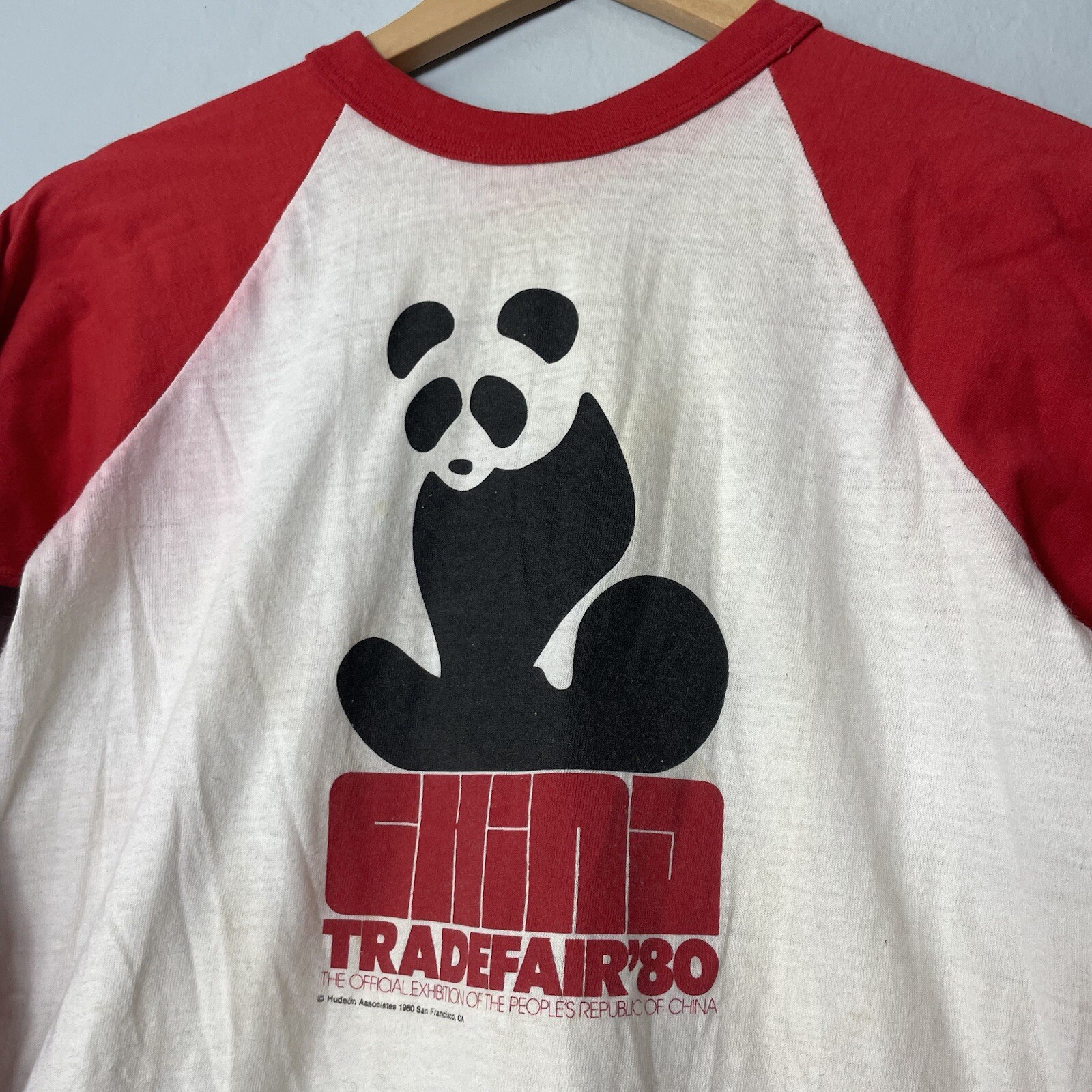 Vintage Peoples Republic Of China 1980 Trade fair Expo T-Shirt Small Panda CCP