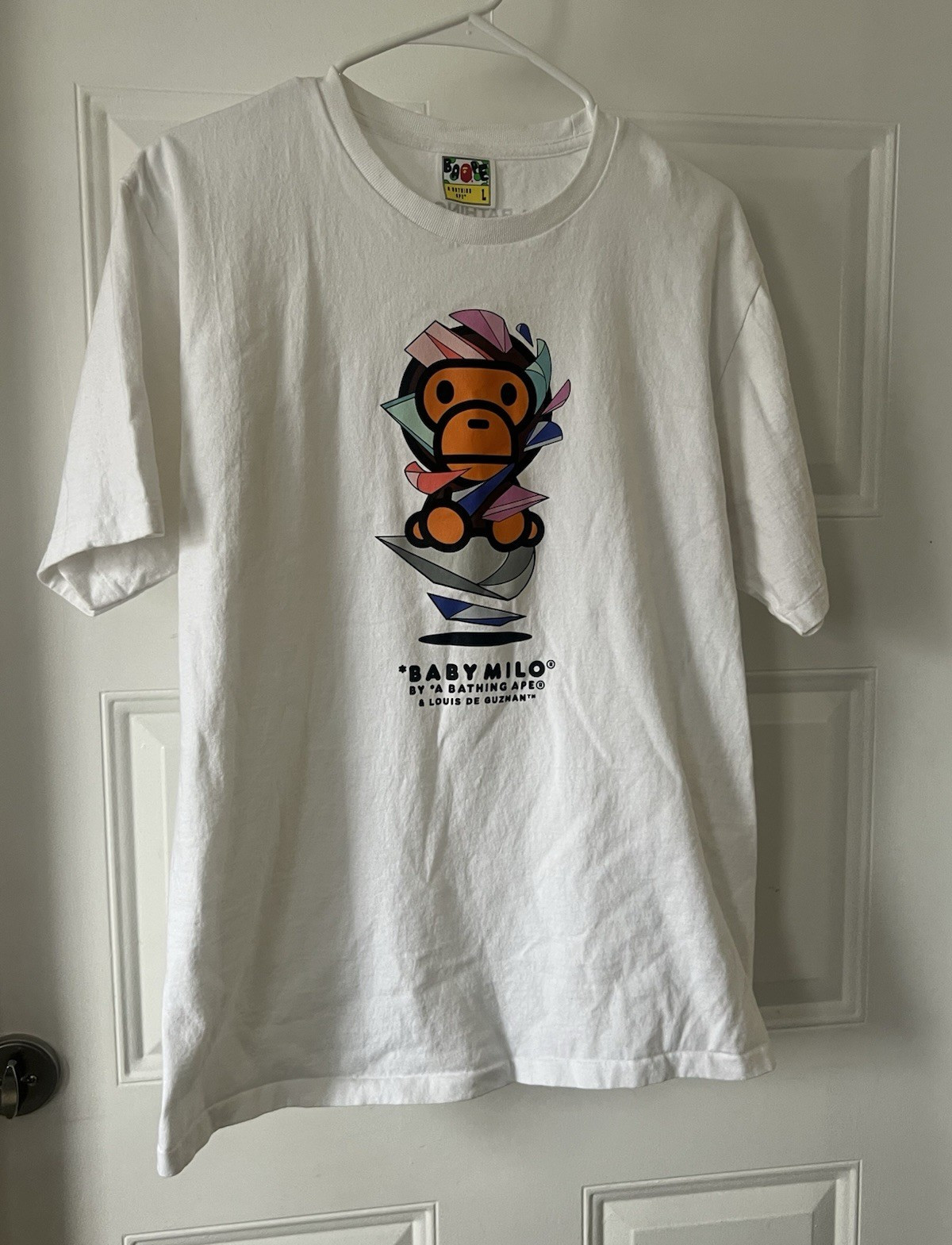 A Bathing Ape BAPE Baby Milo Graphic Logo Crew Neck Cotton Jersey Tee Men’s L