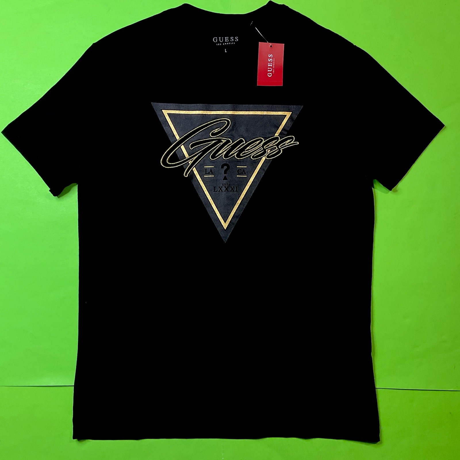 GUESS Los Angeles Men’s Short Sleeve T-Shirt Size LARGE Black 100% Cotton NEW