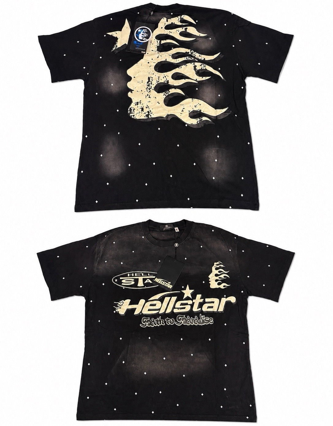 Hellstar Men’s Black Graphic Logo Crew Neck Short Sleeve T-Shirt Size M