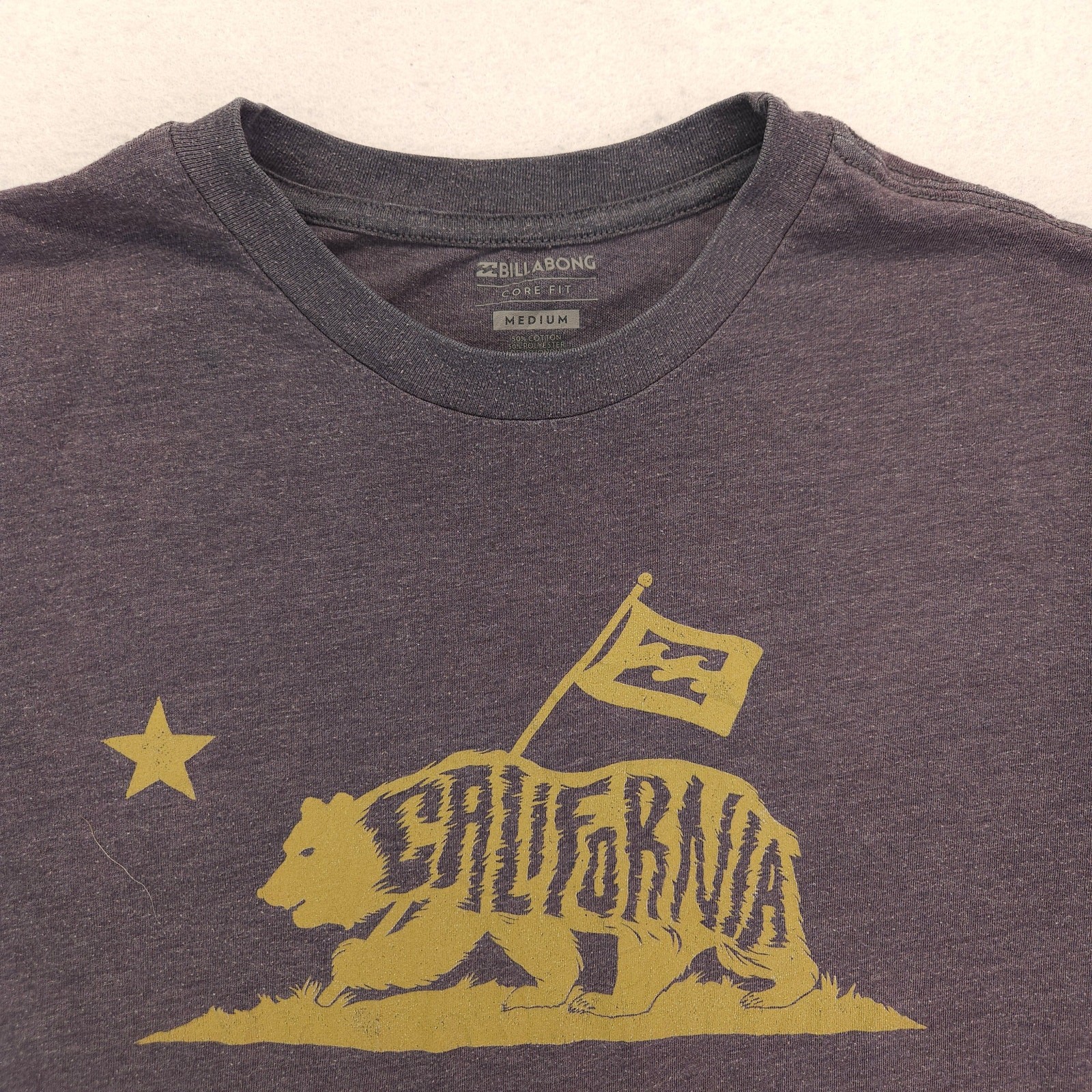 Billabong California Crew Neck Short Sleeve Graphic T Shirt Mens Size M Gray