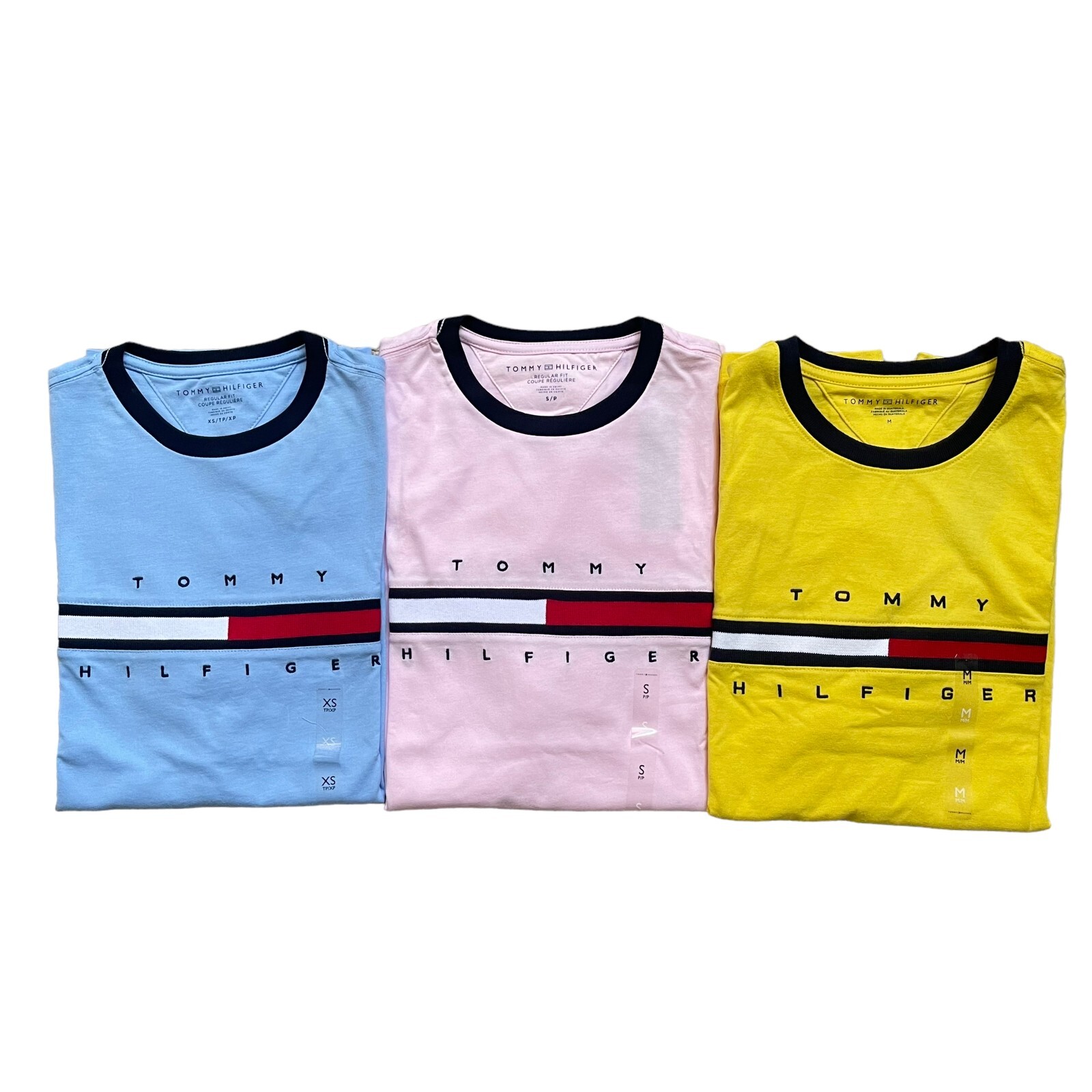 NWT Tommy Hilfiger Men’s Regular Fit Cotton Signature Stripe Logo T-Shirt Tee