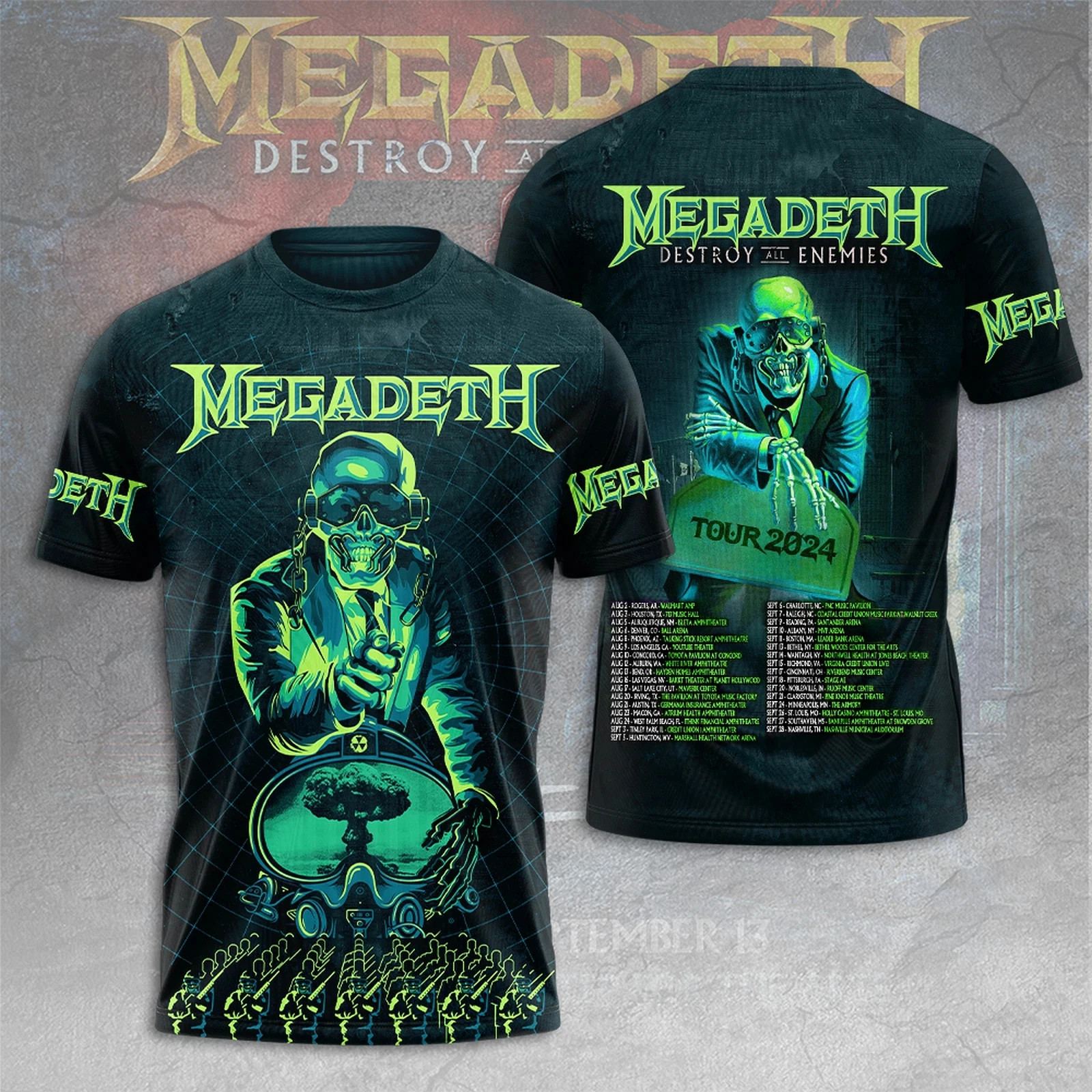 Megadeth Band Tour 2024 For Fan 3D T-shirt S to 5XL GG171 FREE SHIP