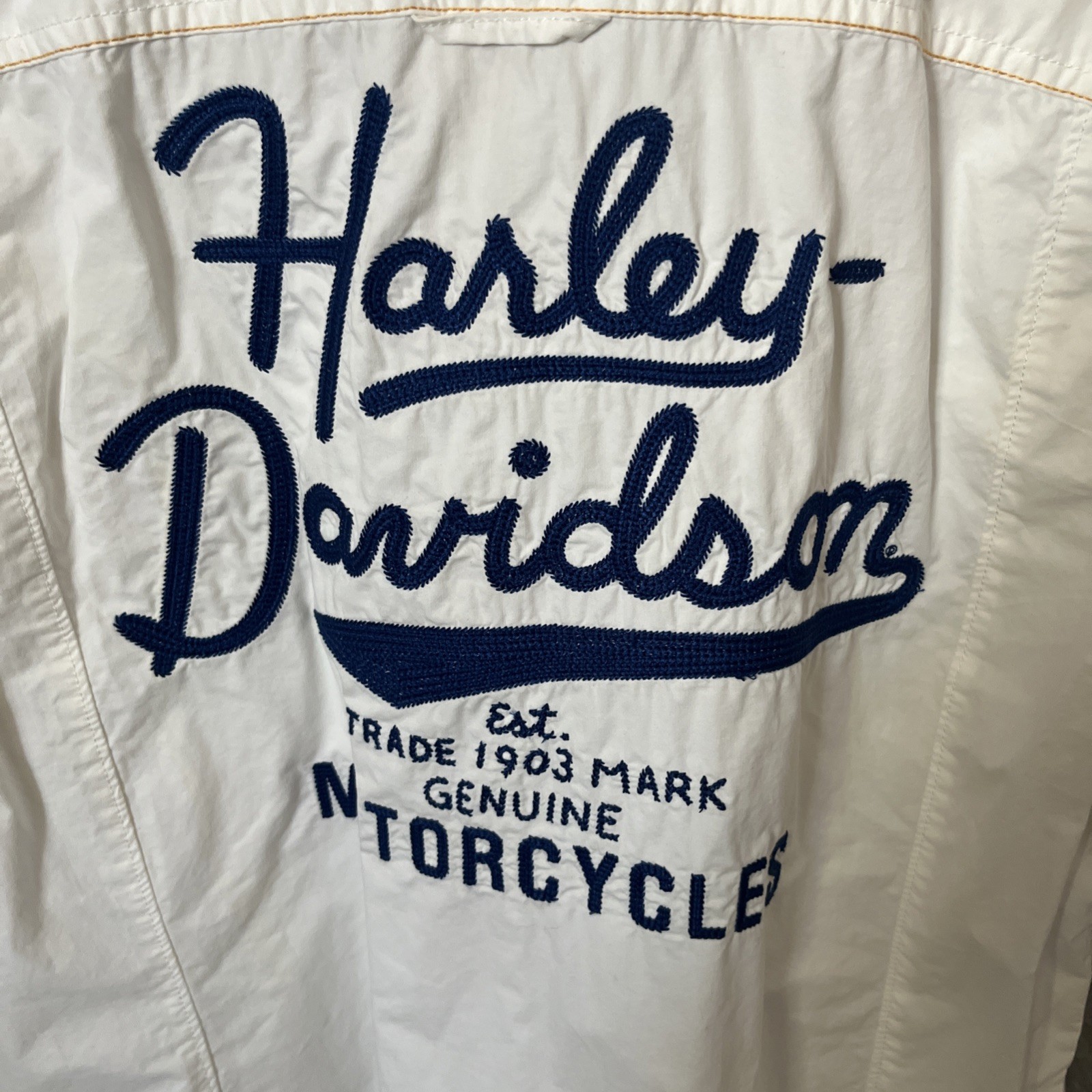 Harley Davidson | Chain Stitch Embroidered T-Shirt White | Size XL