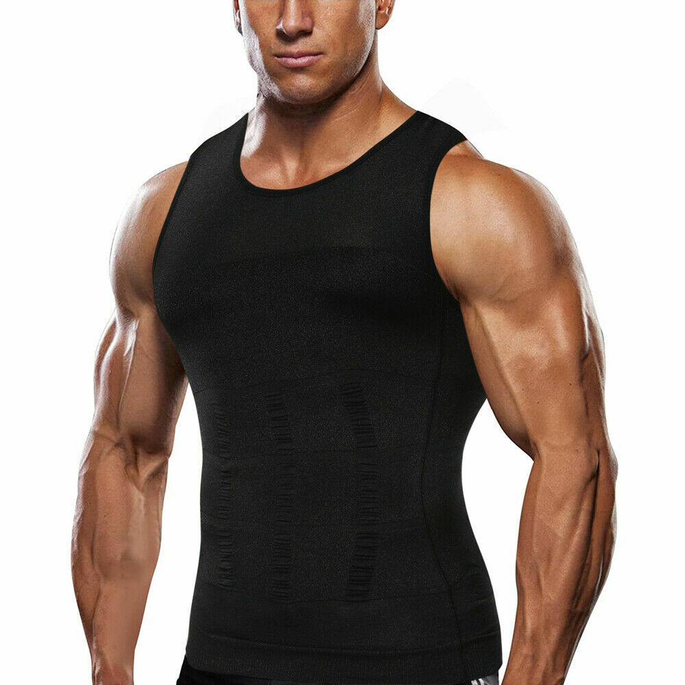 Men Slimming Body Shaper Abs Abdomen Compression Vest Workout Tank Tops Shirts