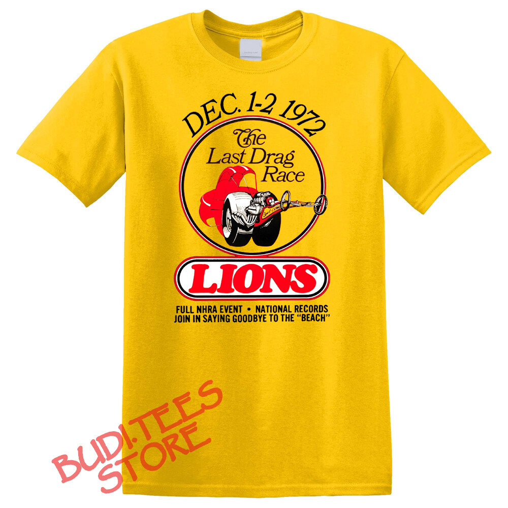 Drag Racing Retro Drag Strip HOT ROD Muscle Car Men’s Yellow T-Shirt Size S-5XL