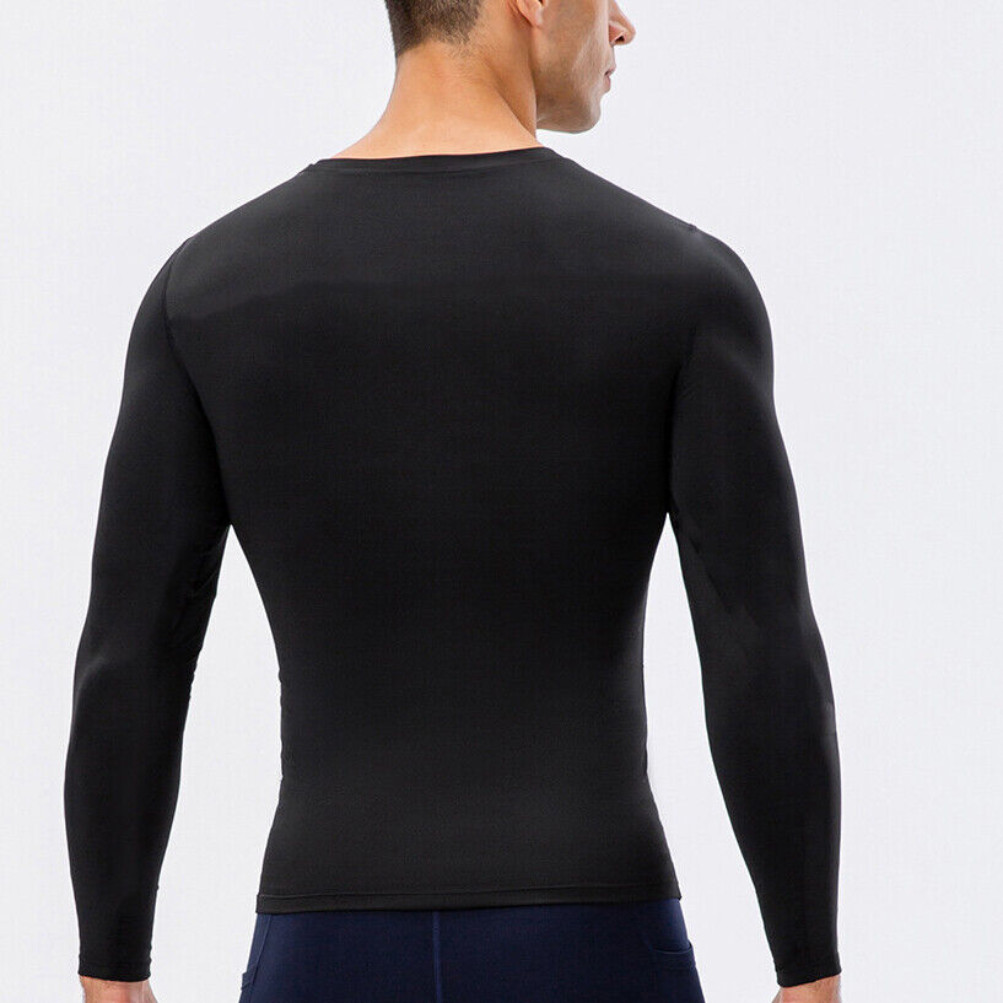 Men’s Sports Compression T Shirt Tight Fitness Gym Moisture Wicking Long Shirts