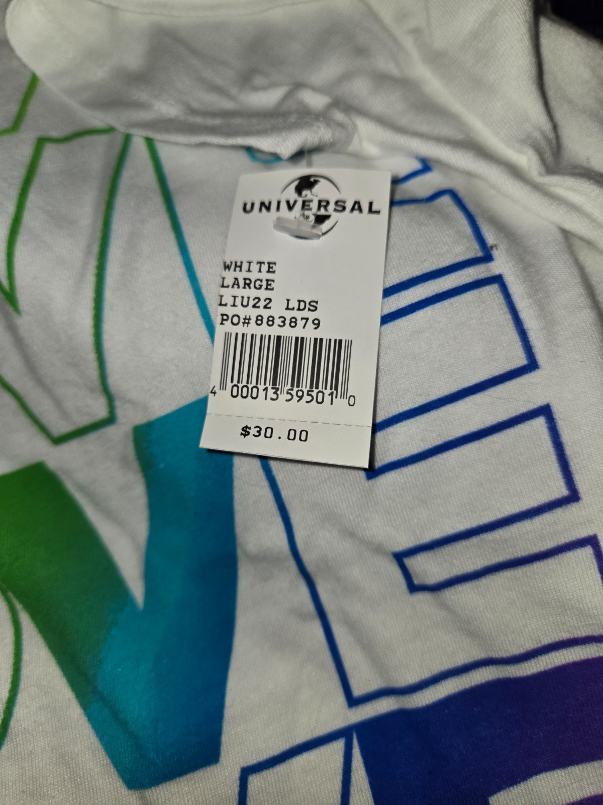 Universal Studios Love Is Universal Rainbow Pride T-Shirt White Large NWT