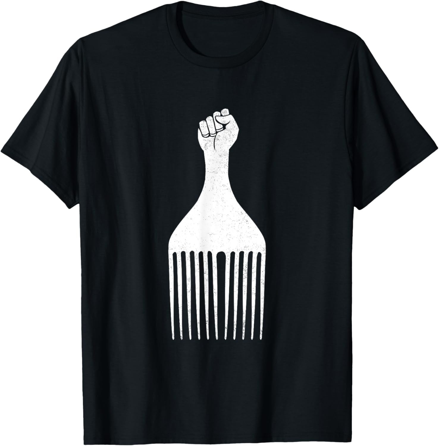 Black Power Raised Fist Afro Pick Black History Men Women T-Shirt