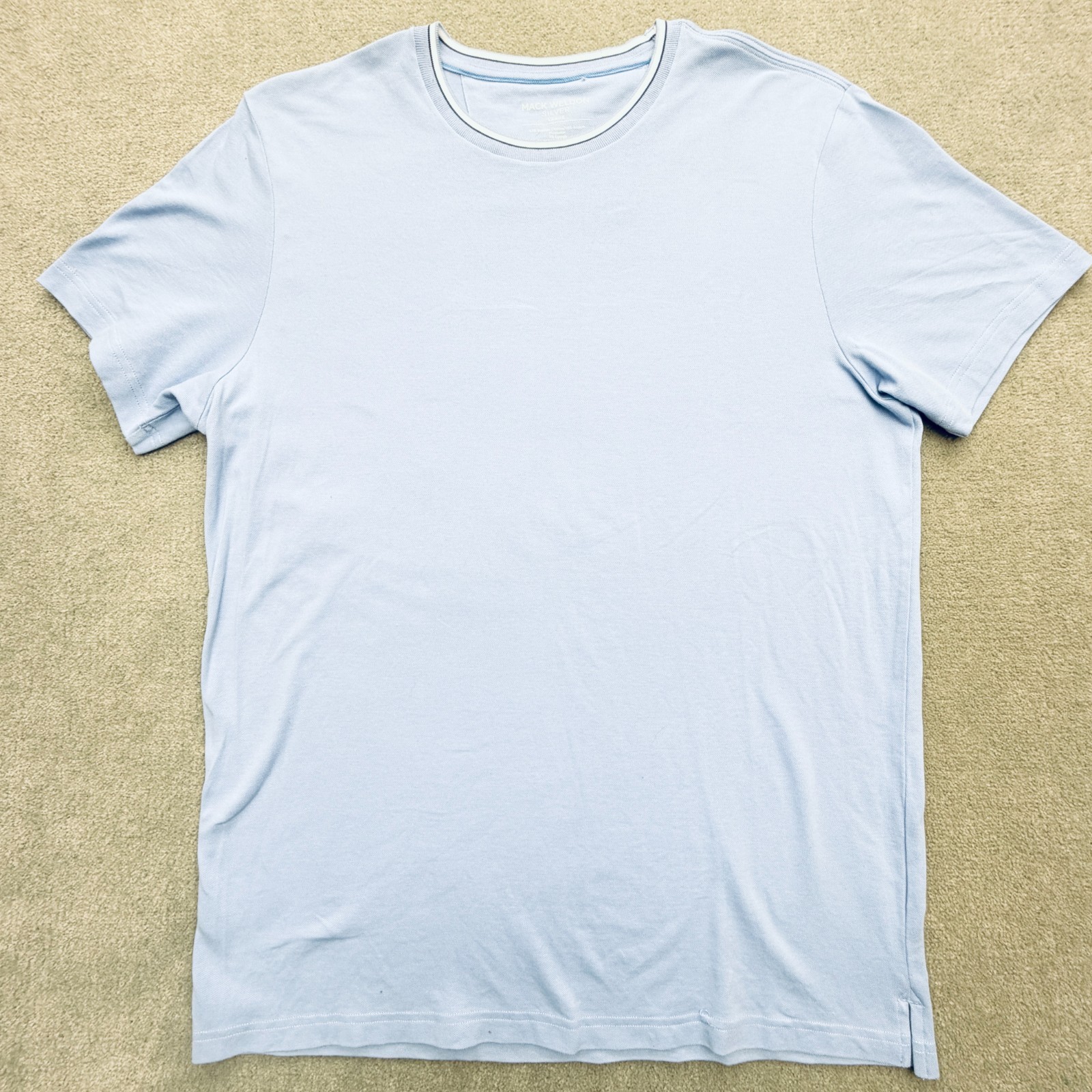 Mack Weldon Silver T-Shirt Mens Sz Large Blue Supima Cotton Blend Stripe Collar