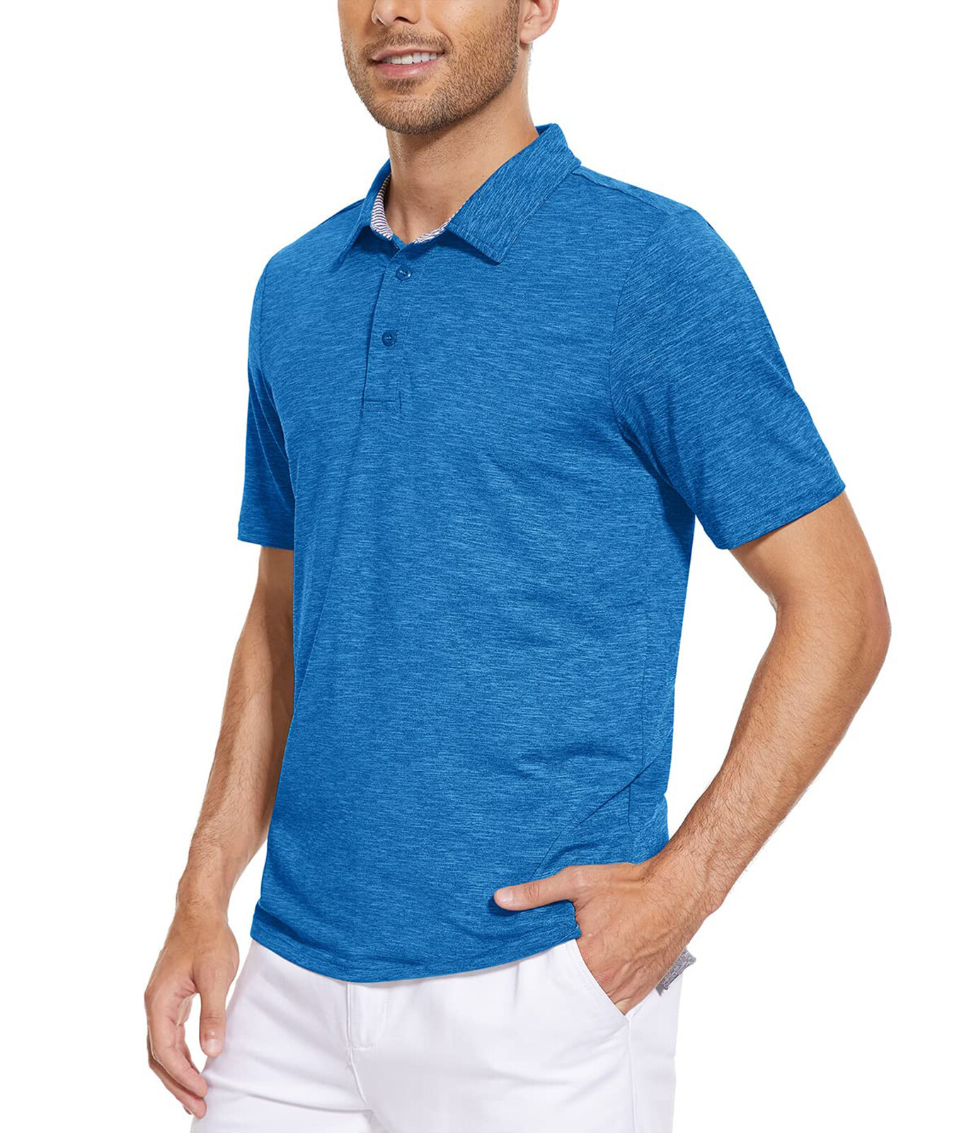Men’s Short Sleeve Polo Golf Shirts 3-Button Moisture Wicking Athletic T-Shirts