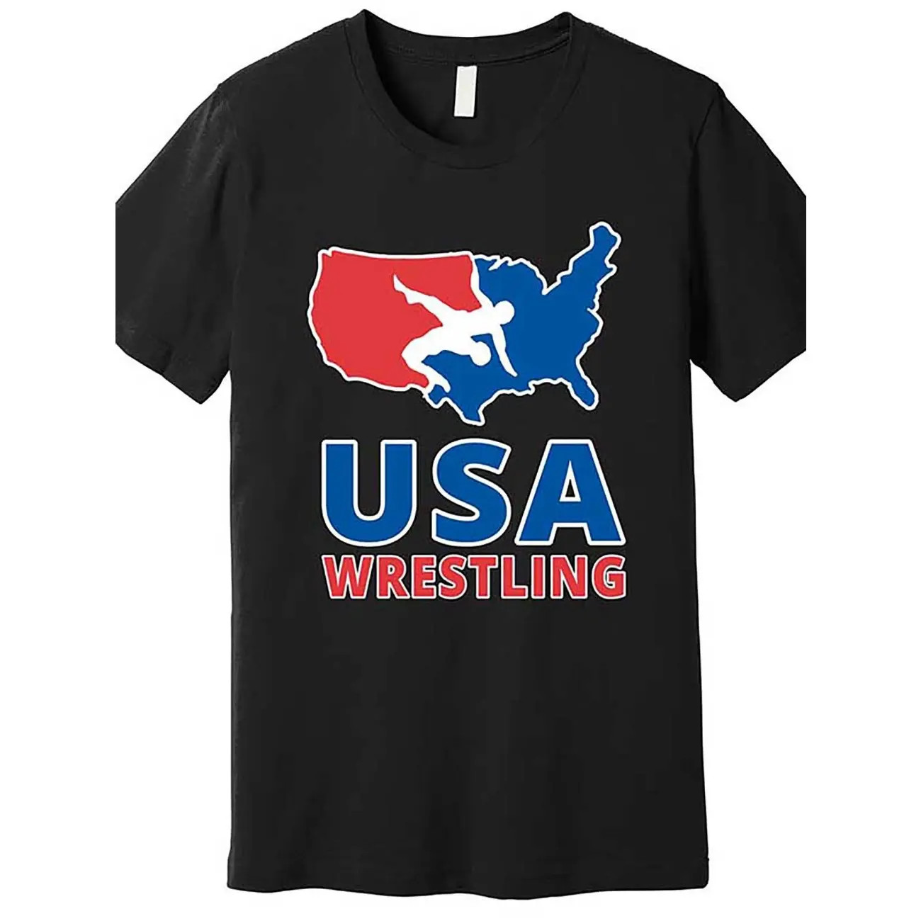 USA Wrestling Graphic T-Shirt Black Retro Sports Casual Tee