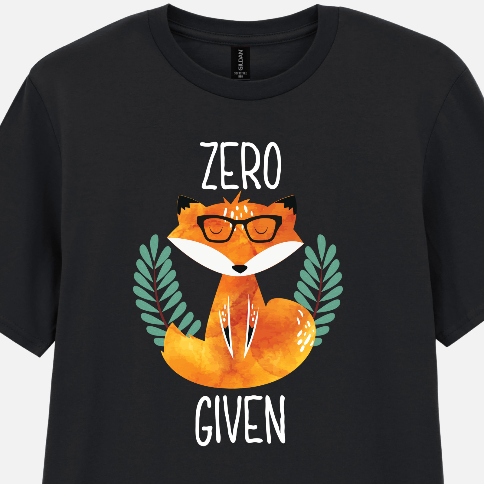 Zero Fox Given Graphic Tee Funny Printed Slogan T-Shirt Zen Fox Print Fun Gift