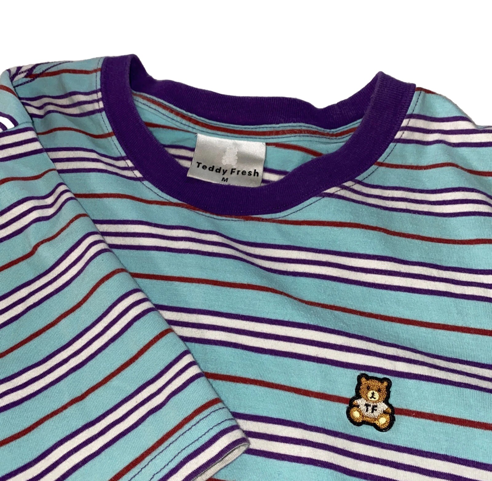 Teddy Fresh Shirt Men Medium Striped Streetwear Bear Hip Hop Urban Billie Malone