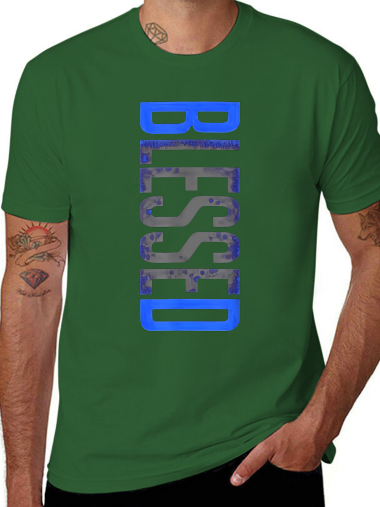 Men’s Plus Size Casual Crew Neck T-Shirt – Geometric-Pattern, Smooth Cotton