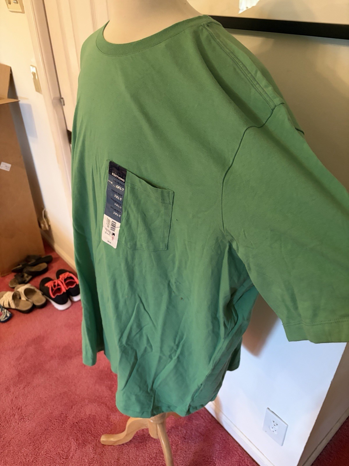 New Basic Editions Men’s 3XLT Big & Tall T-Shirt Emerald DarkGreen Short Sleeve