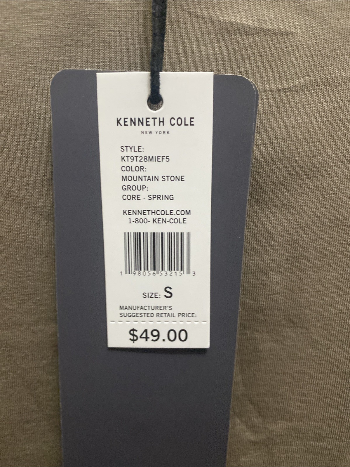 Kenneth Cole Active Mens Small Mountain Brown Short Sleeve Crew Neck T-Shirt NWT