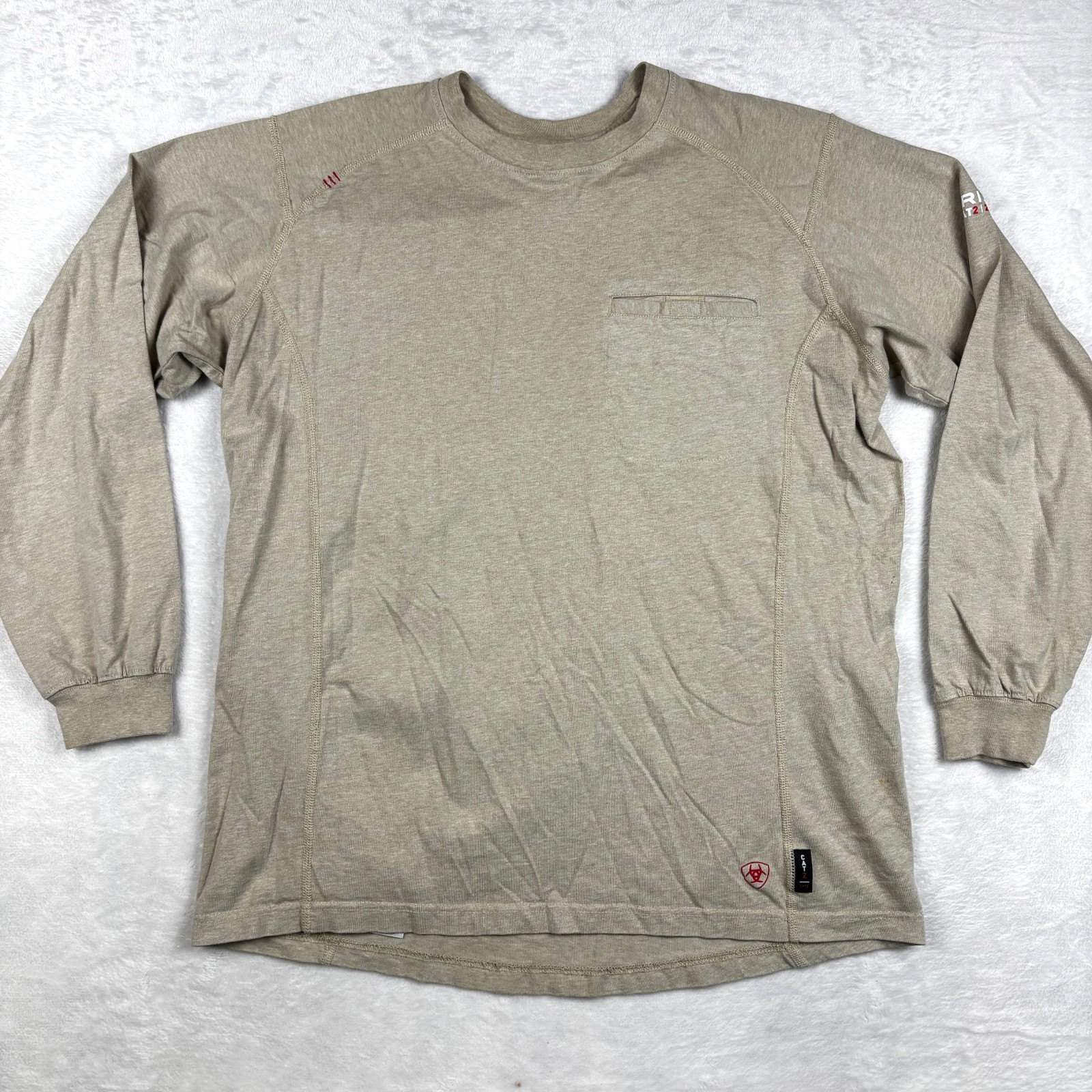 Ariat FR Flame Resistant T Shirt Mens M Beige Long Sleeve Cat 2 IRC2 2112