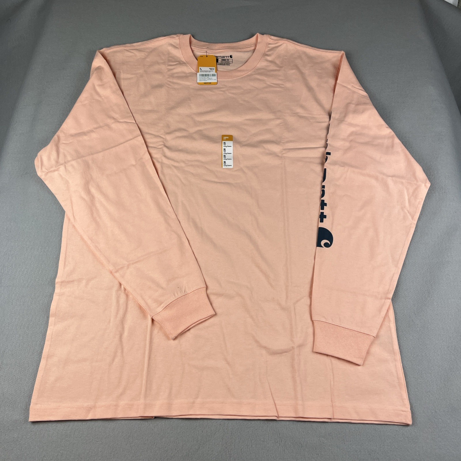 Carhartt Men’s Heavyweight Loose Fit Long Sleeve Logo T-Shirt XL Tall Peach