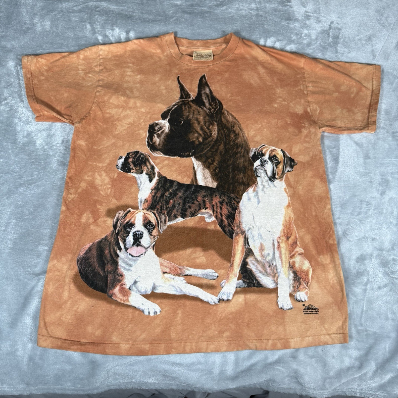 Vintage The Mountain Boxer Dog T Shirt Mens L Tie Dye Animals Brown 2000 Y2K