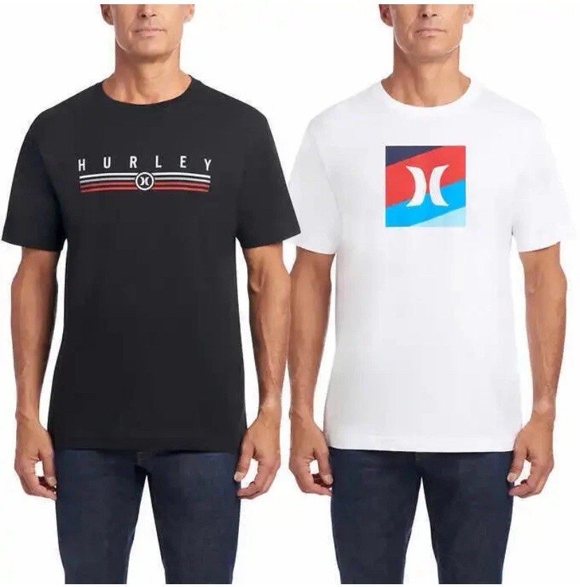 Hurley Men’s 2-Pack Classic Soft Cotton Tee Shirt Choose Size