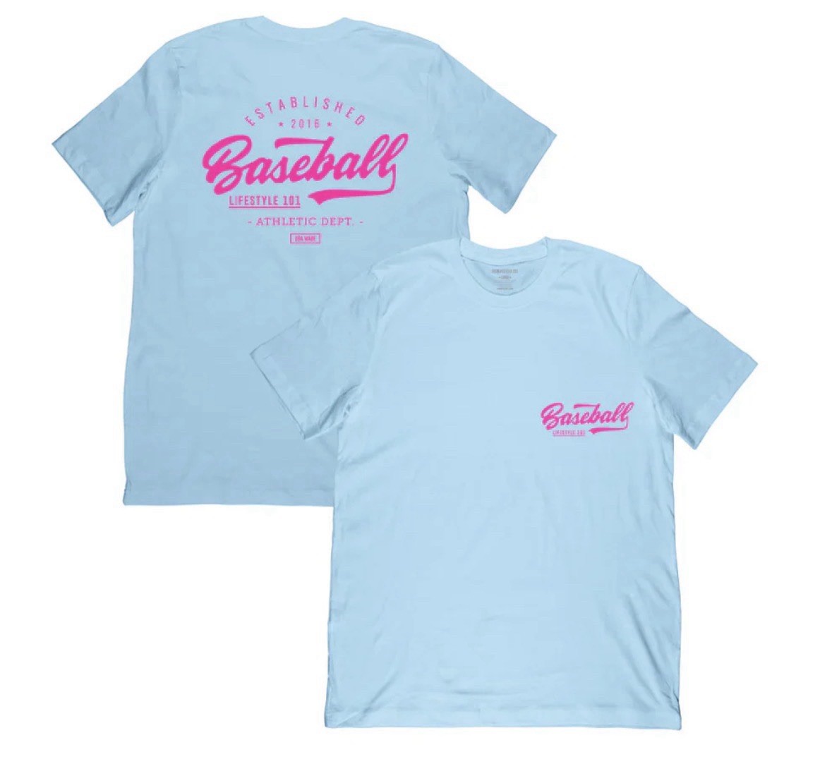 Baseball Lifestyle 101 Adult M Blue & Pink Cotton Candy Established S/S Tee NWT