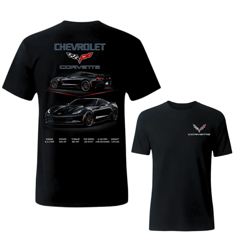 Sport T-shirt Racing Car Graphic Tee, Supercar Double Print Shirt, High Performa