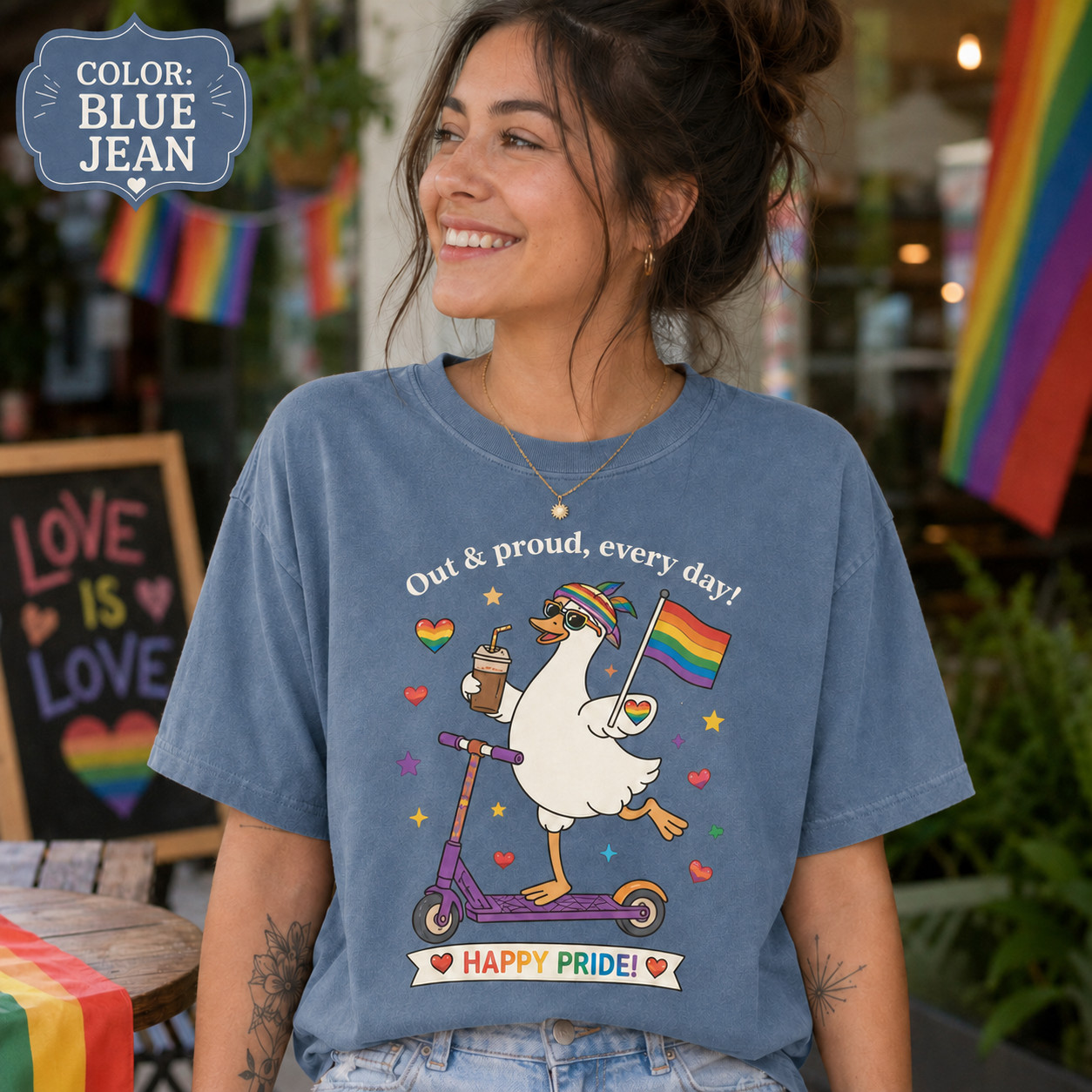 Funny Pride Goose Shirt LGBTQ Rainbow Duck Graphic Tee