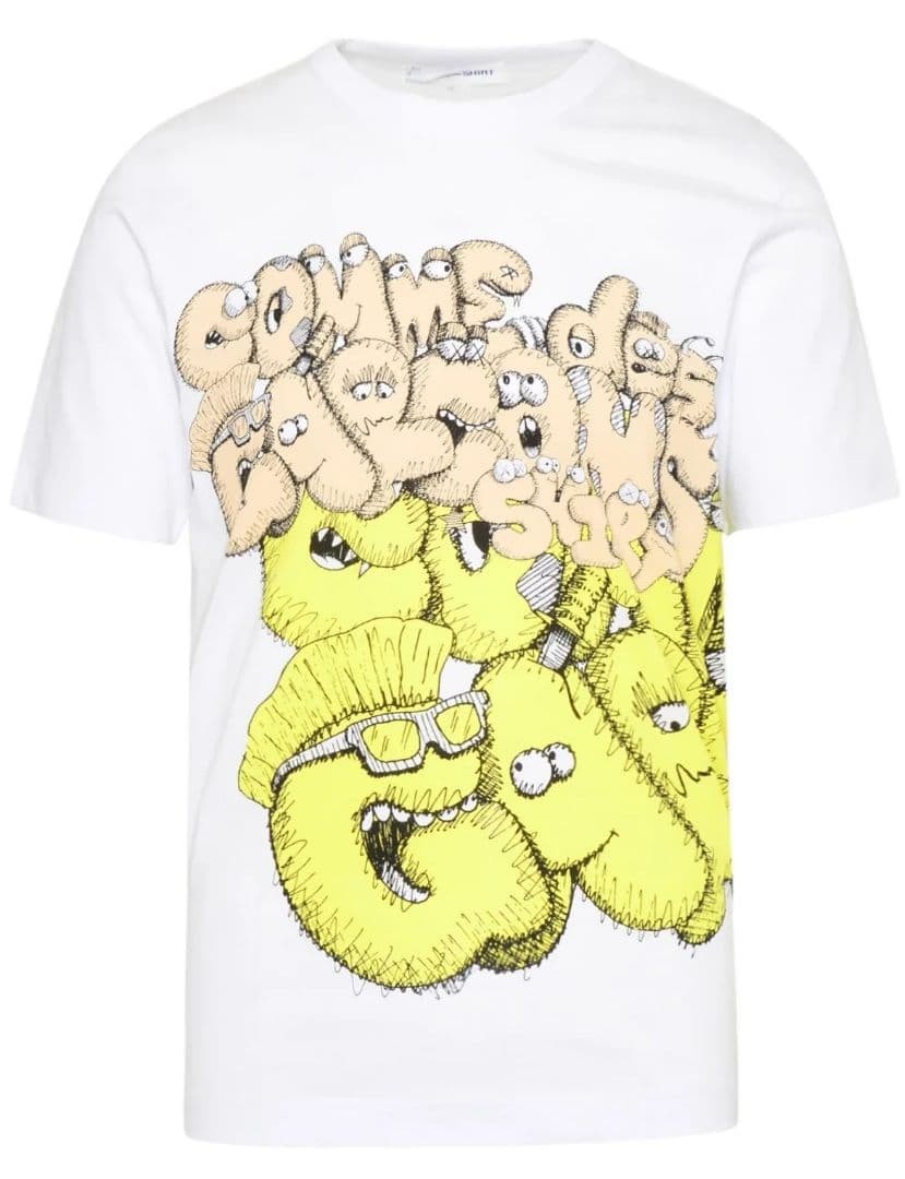USED BRAND NEW COMME DES GARCONS SHIRT X KAWS PRINT TEE (NOT AVAILABLE JAPAN)