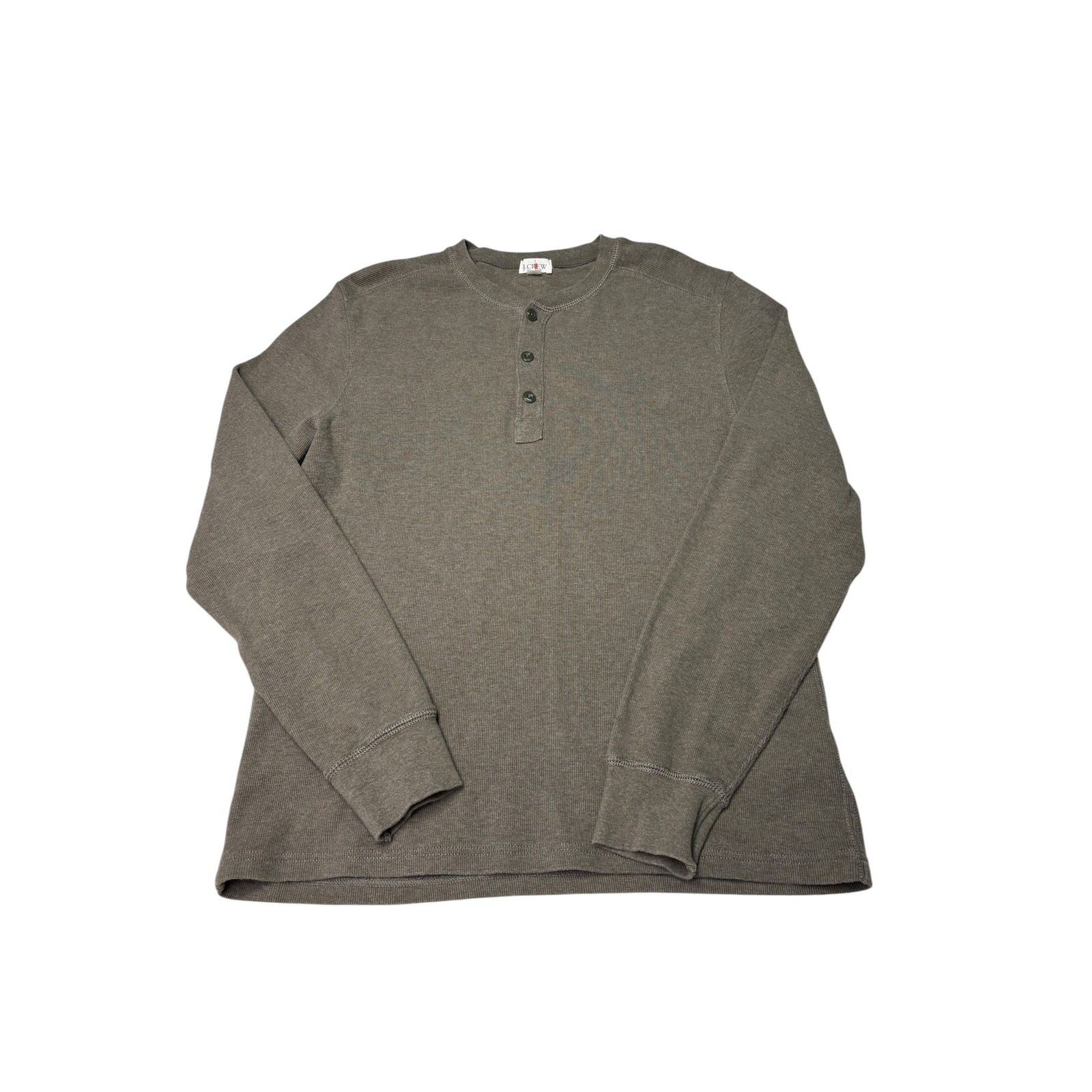 Vintage Oarsman J. Crew Mens Long Sleeve Henley Shirt Brown Cotton Ribbed M