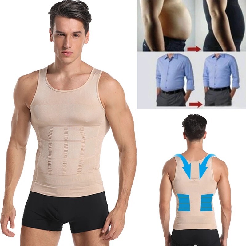Men Top Slimming Shirt Body Shaper Vest Compression Corsets Undershirt Shapewear