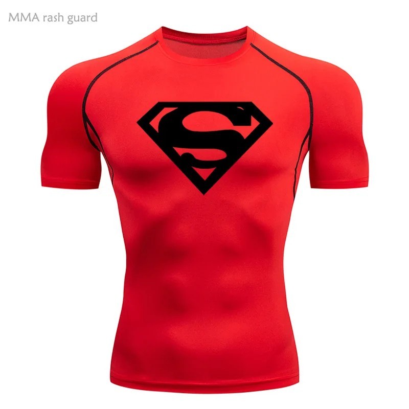 Superman T-shirts Superhero Gym Short Compression Sleeve Tee Tops