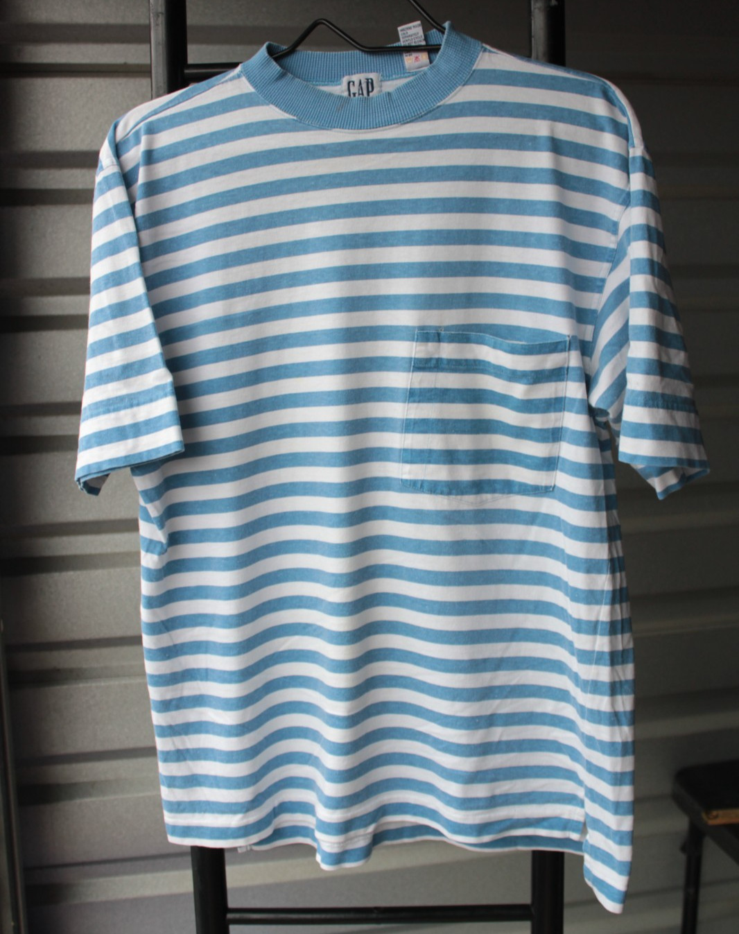 OG Vintage GAP Blue Striped Oversized Pocket T-Shirt Mens XS