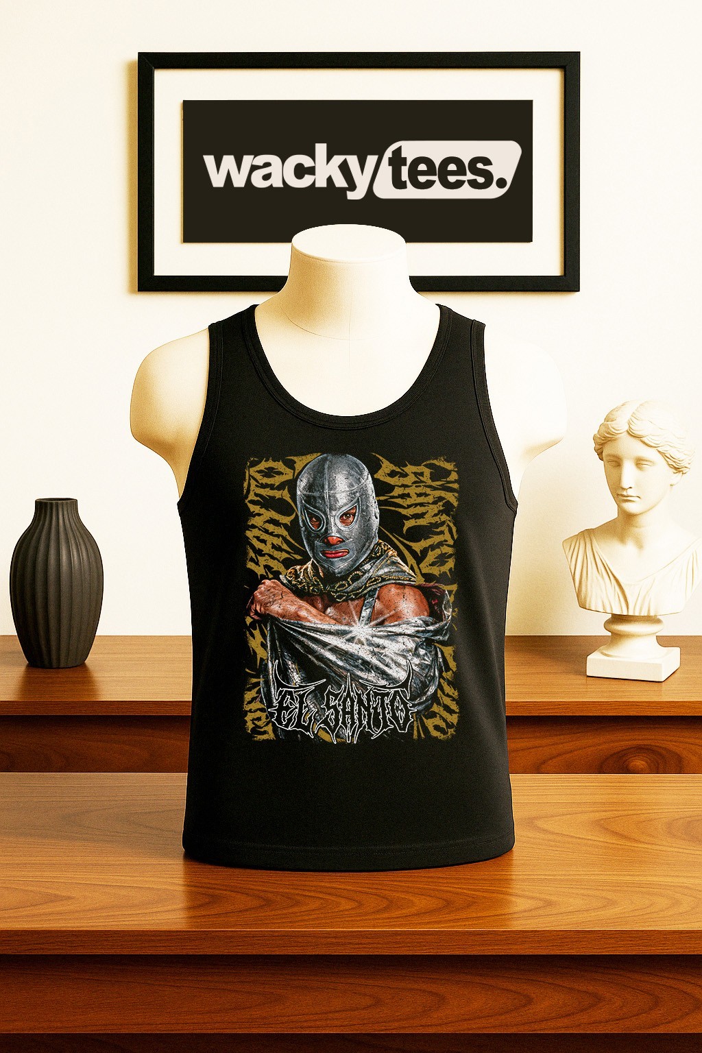 Lucha Libre El Santo Luchador Wrestling Oro Retro Style Graphic Tee Shirt