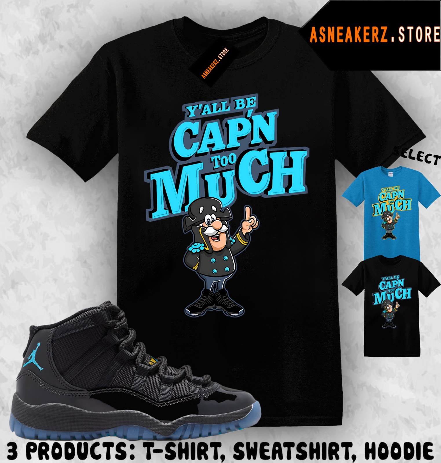 Shirt Match AJ 11 Gamma Blue 2025 Sneaker Matching Sneakerhead Captain T-Shirt