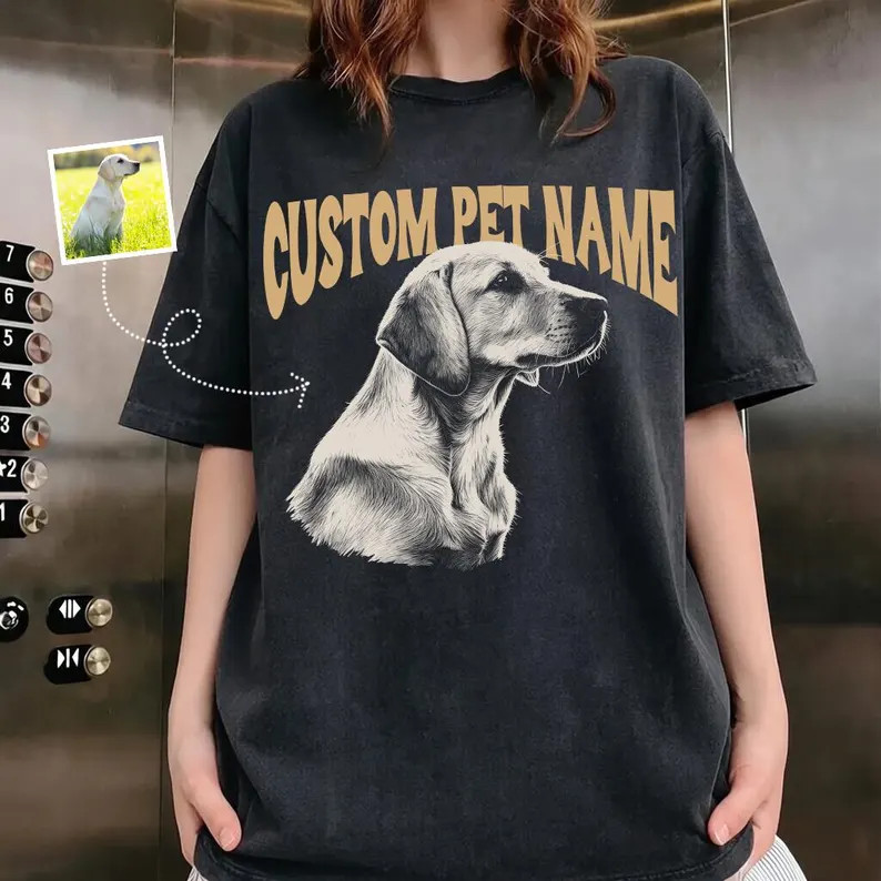 Custom Pet Photo Comfort Tee Personalized Picture Name Gift