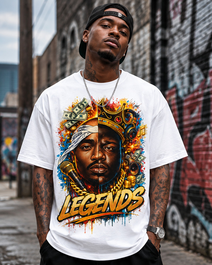 2 Pac Biggie Legends Tee Shirt to Match Sneakers & Floss Drip Graphic Hip Hop