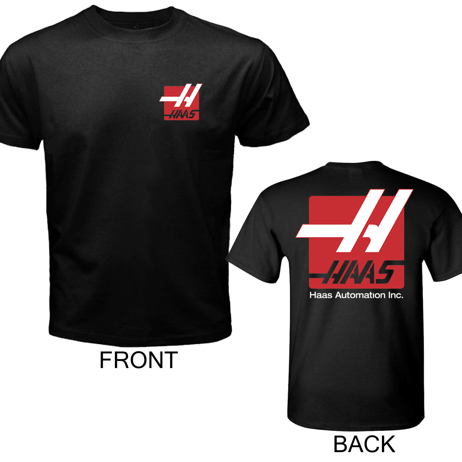 HAAS Automation Machine Logo Men’s Black T-Shirt Size S to 5XL