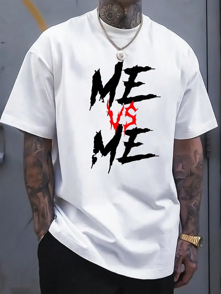 Round Neck Short Sleeve Men’s T-Shirt, Creative Printing Pattern