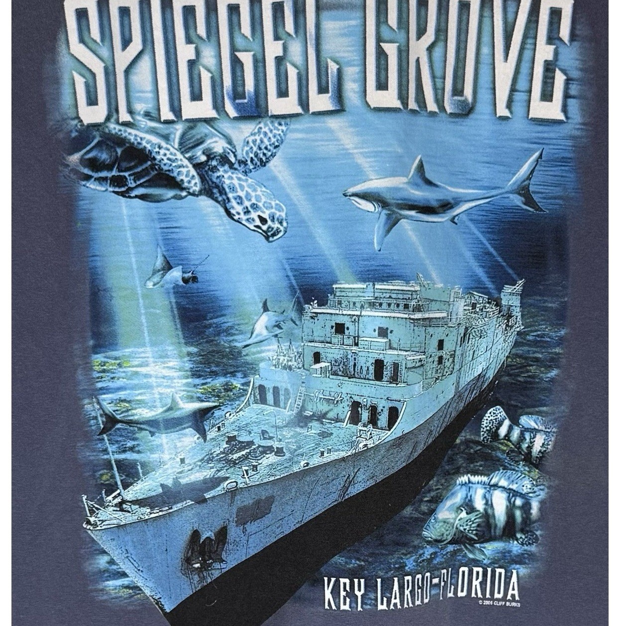 USS Spiegel Grove Graphic T-Shirt Key Largo Florida Vacation Ocean Divers Large