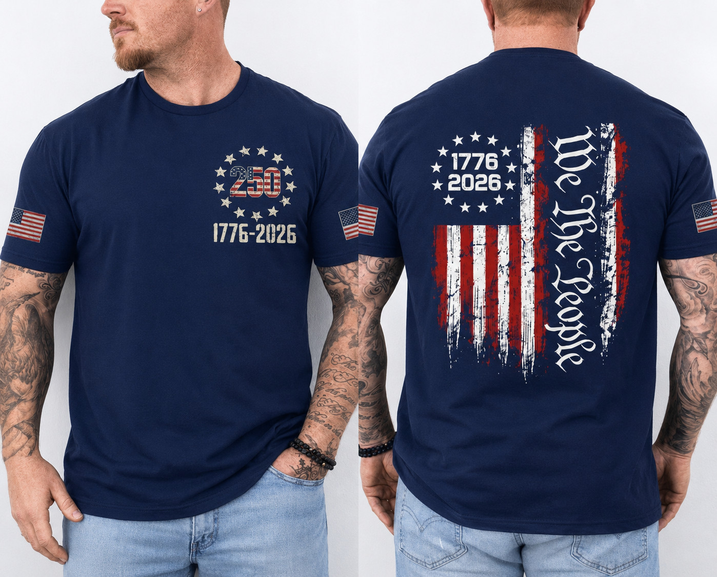 250 Years American Flag 250th Anniversary USA Patriotic T-Shirt S-5XL