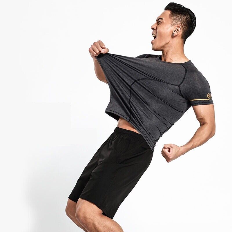 Men’s Casual Tight Running Fitness Clothes High Elastic Breathable Tee T Shirt