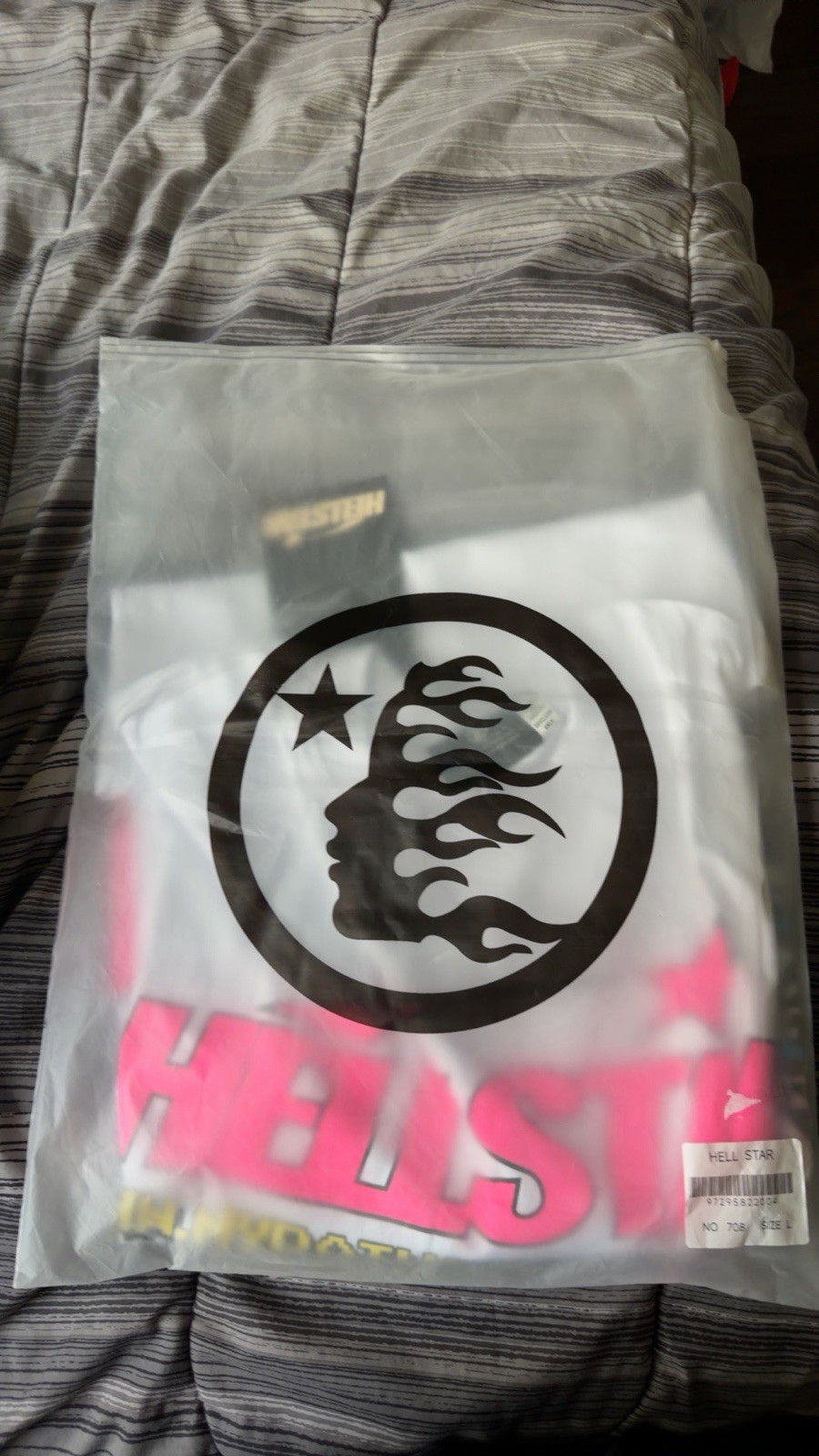 HELLSTAR MyPath2Paradise Men’s L White Graphic Logo Crew Neck Cotton Tee