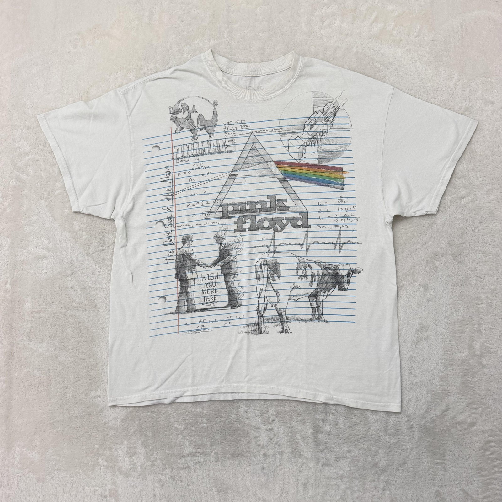 Pink Floyd Liquid Blue Shirt Mens XL White Notebook Art Graphic Rock Music