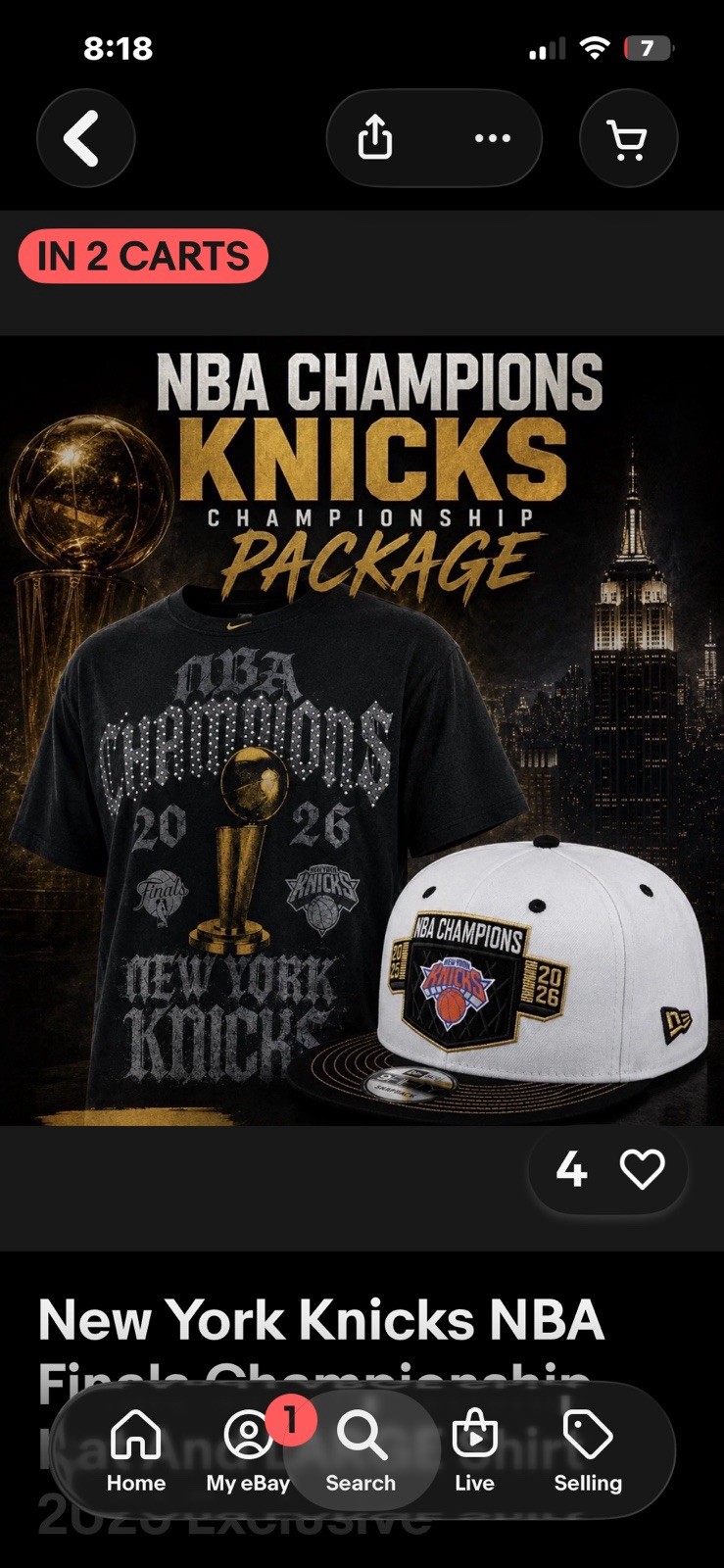 Nike New York Knicks NBA Champions Graphic Logo T-Shirt Black Men’s 2XL
