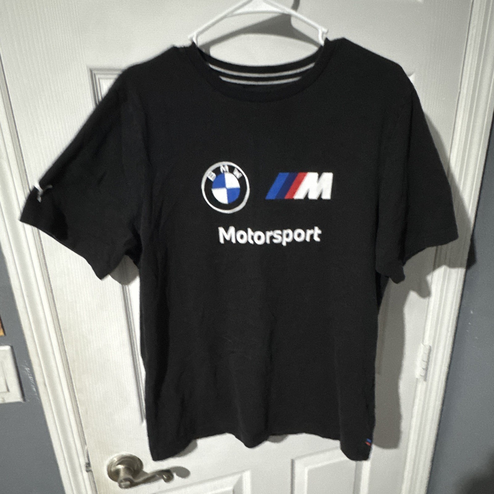 PUMA BMW M Motorsport Men’s L Black Graphic Logo T-Shirt Short Sleeve Crew