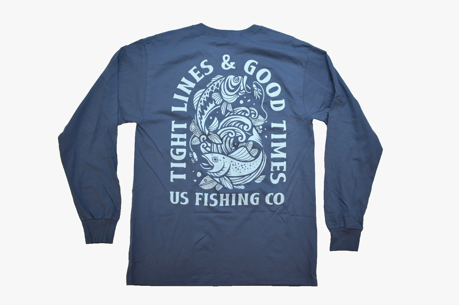 US Fishing Co. Mens Tight Lines, Good Times Long Sleeve Blue Shirt New S-XL